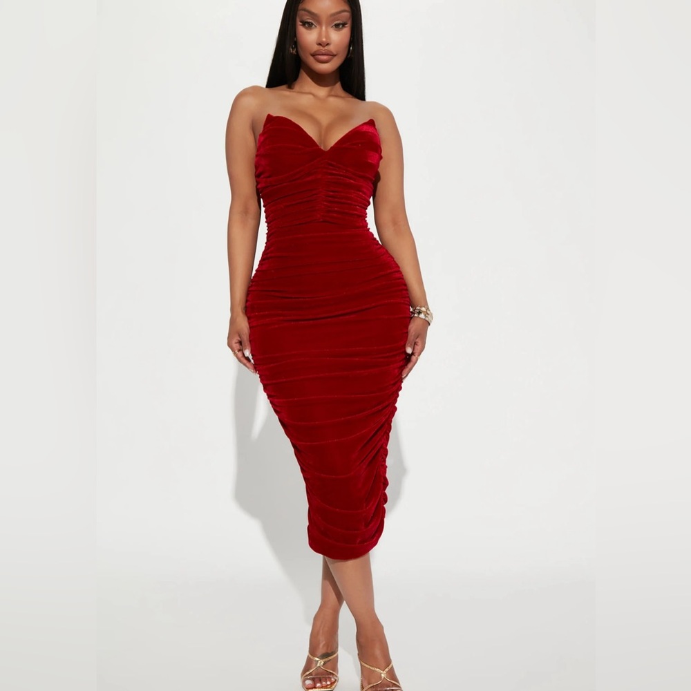 Red Velvet Midi Dress